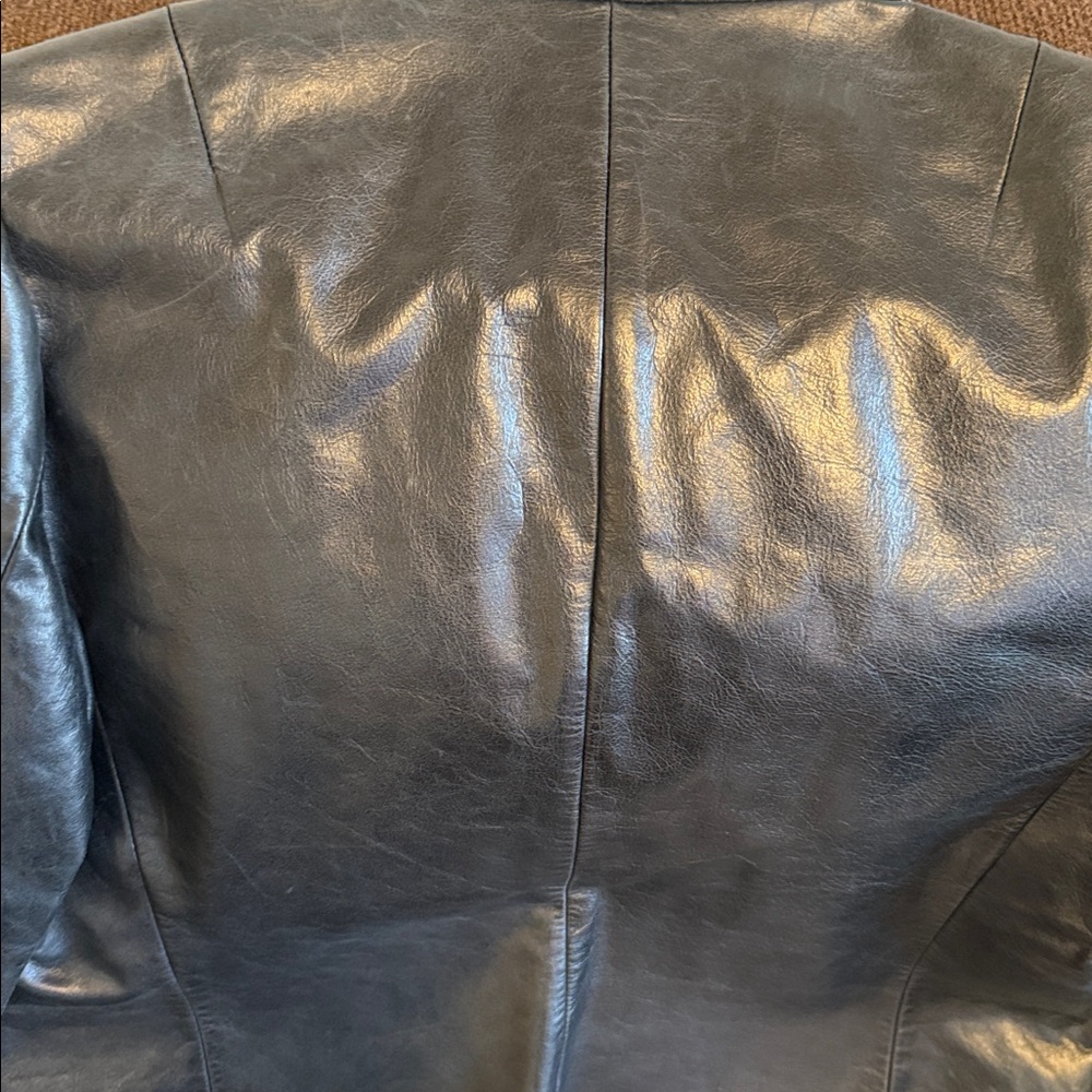 GAP Shiny Black Leather Jacket - image 5